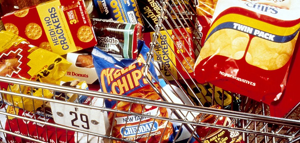 black Friday shopping cart filled with snacks