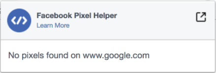 Facebook Pixel Helper no pixels found on www.google.com