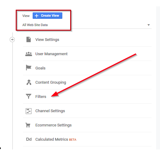 Clicking filters in Google Analytics under a specific view