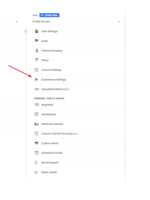 Google Analytics eCommerce settings