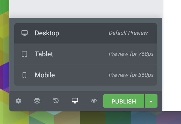 selecting mobile, desktop or tablet on Elementor for mobile-friendly web design