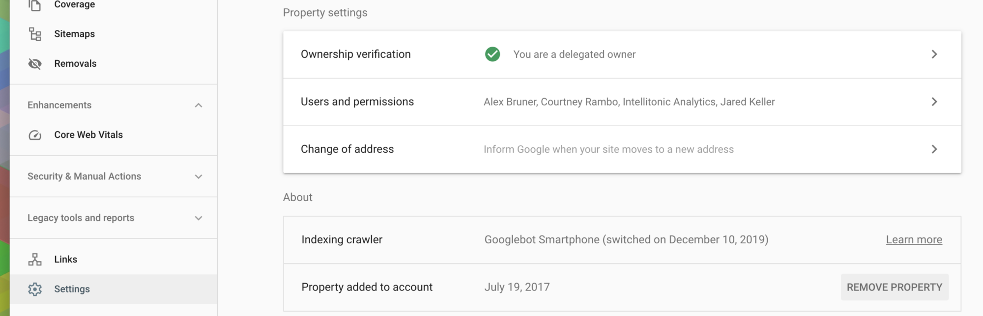 Google Search Console: you are now a delegated owner
