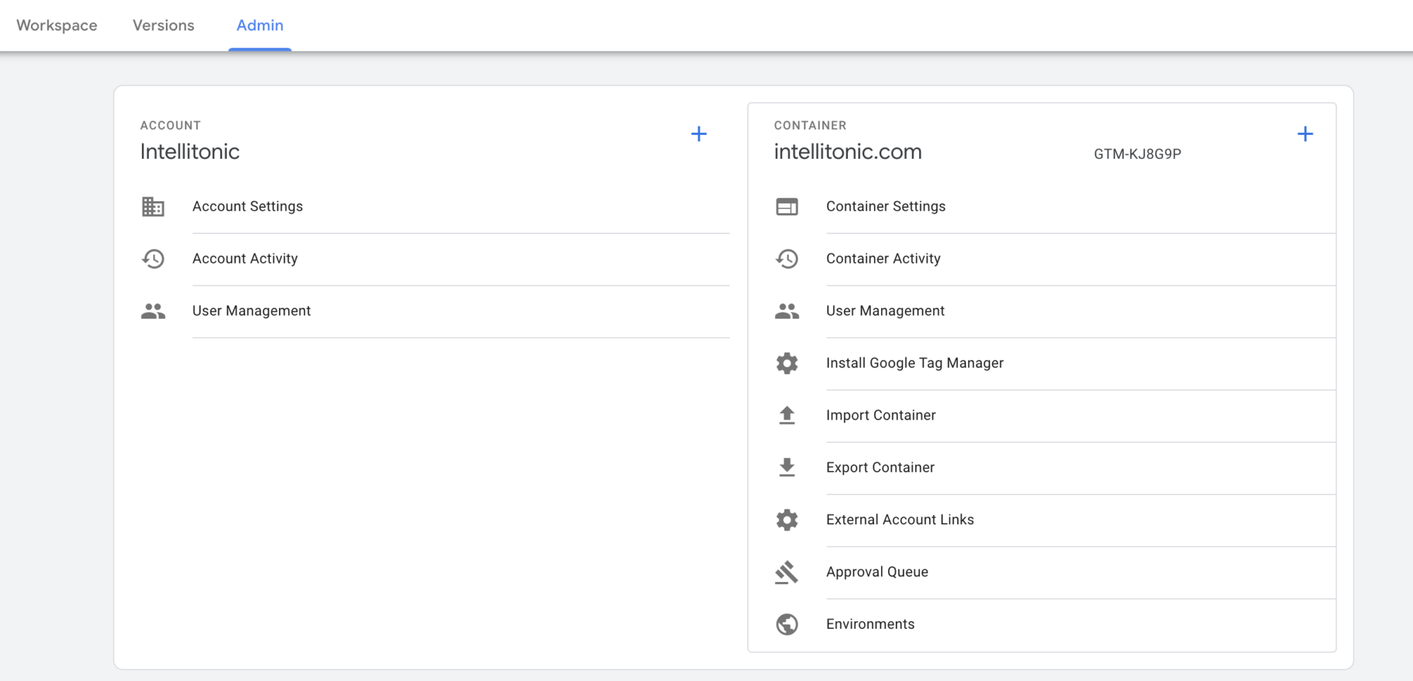 Google Tag Manager user dashboard