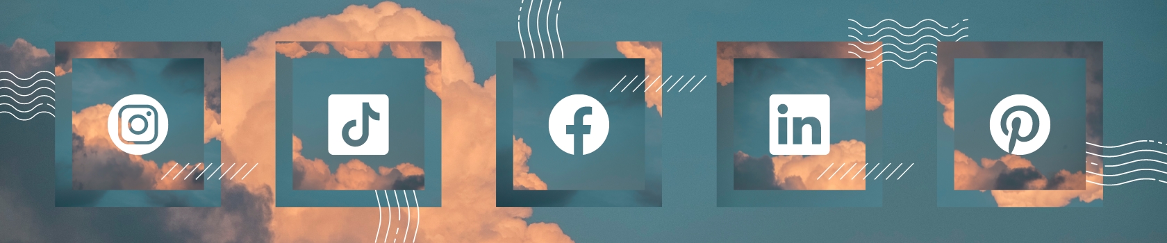 social media icons floating in clouds