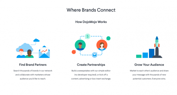 DojoMojo helps you find brand partners, create partnerships, and grow your audience with a sweestakes or ad campaign